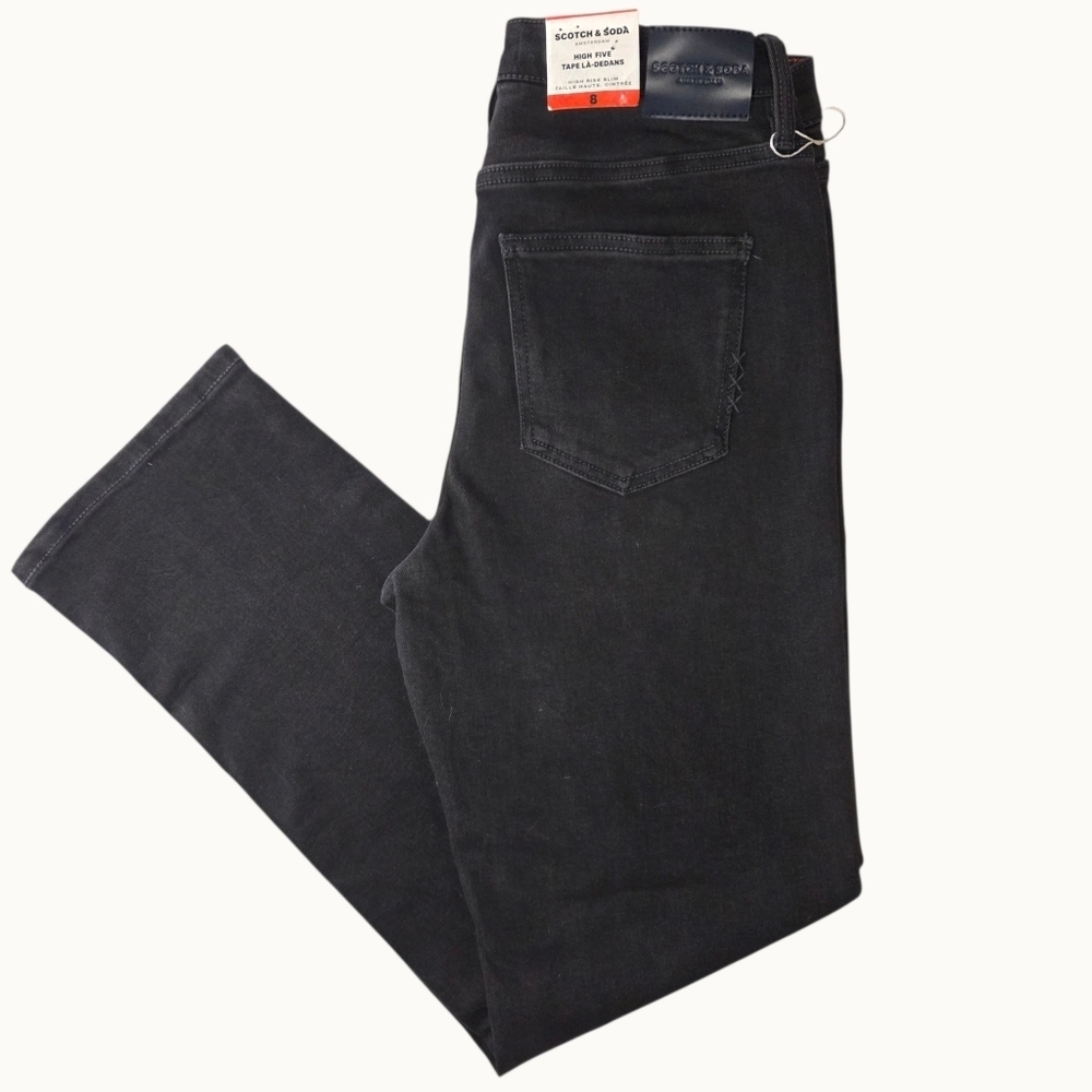NWT Scotch & Soda Amsterdam High Rise Straight Leg Jeans – Black – Size 8